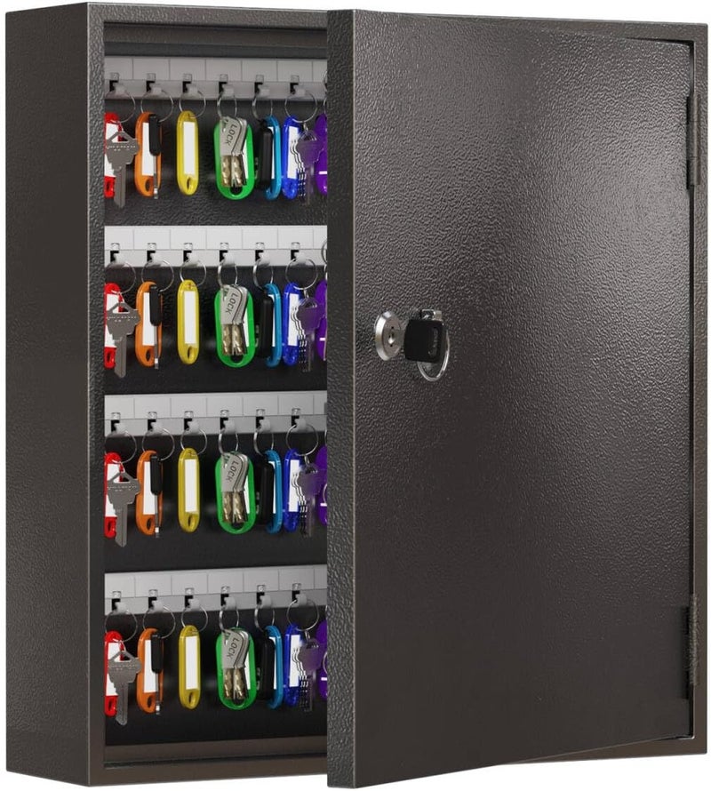 WeHere Key Lock Box for 120 Keys, Wall Mount Key Cabinet with Color Key Tags, Steel Key Storage Box with Lock, Key Holder Organizer for Home, Office, Apartment, Property Management - Image 1